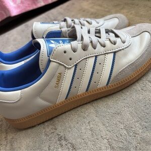 Adidas Samba Grey and Blue Shoes